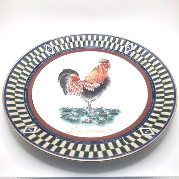 Vintage Ellas Rooster Decorative Plate 10" Diameter Hand-Painted Ceramic - Picture 2 of 12